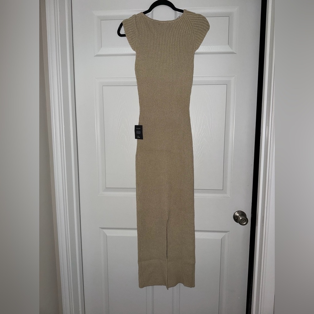 Lulu's Beige Ribbed Knit Dress - Picture 5 of 9